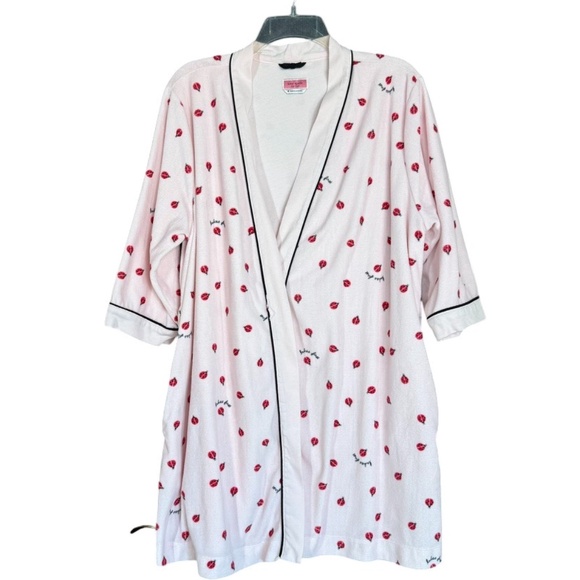 Kate Spade “Ladies First” Pink Ladybug Terry Velour Robe Women’s Size M - Picture 9 of 16